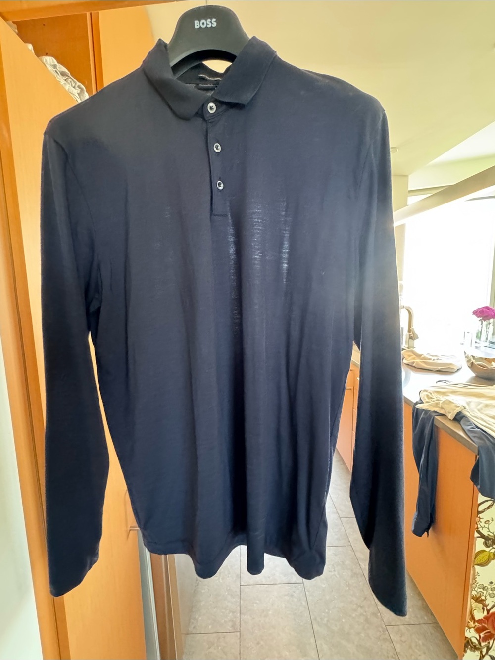 Hugo Boss Men's Long Sleeve Polo - Navy Blue
